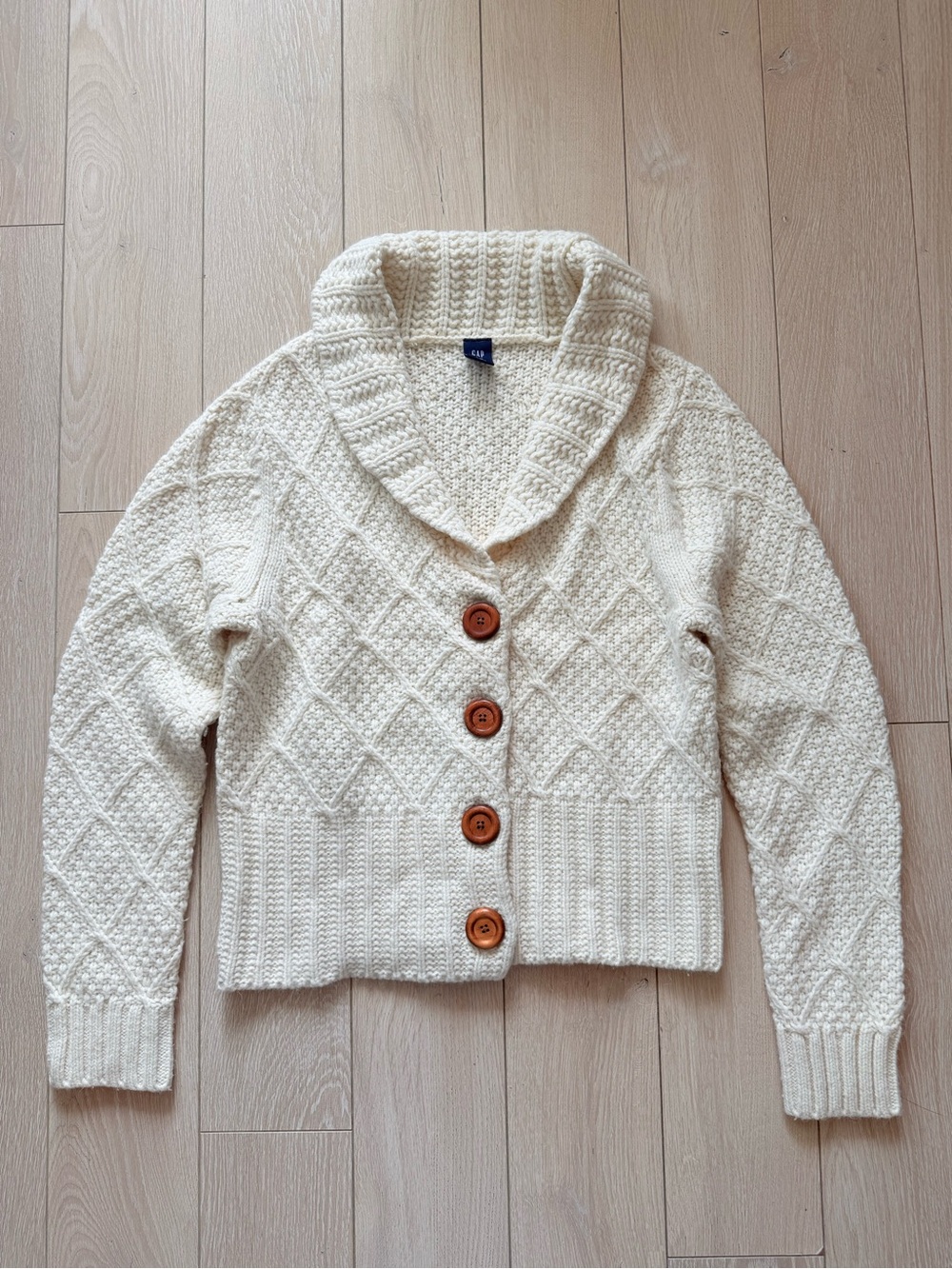 Vintage Gap Wool Alpaca Blend Textured Chunky Knit Cardigan Size L Womenβs